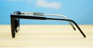 Chunky square black anti blue light glasses with wire-core temples and steel hinges