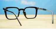 Chunky square black anti blue light glasses with wire-core temples and steel hinges