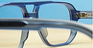 Chunky aviator computer glasses in crystal matte blue with wire-core temples and steel hinges
