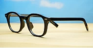 Small round black blue block glasses with vintage-style frame and wire-core temples