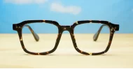 Chunky square tortoise computer glasses with inner wire temples and steel hinges