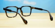Chunky square tortoise computer glasses with inner wire temples and steel hinges