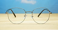 Silver metal round computer glasses with slim thin rim frame