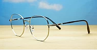 Silver metal round computer glasses with slim thin rim frame