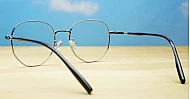 Silver metal round computer glasses with slim thin rim frame