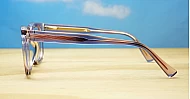 Small rectangular pink fade anti blue light glasses with translucent finish
