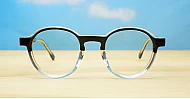 Round clear to black fade computer glasses with two-tone gradient finish