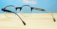 Round clear to black fade computer glasses with two-tone gradient finish
