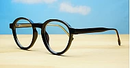Black round vintage style anti blue light glasses with clean undetailed fram