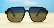 Amigo Black large aviator sunglasses with matte black textured frames dark grey lenses and inner core wire temples