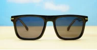 Hemi Black flat top sunglasses with pinstripe inlay dark grey lenses and inner core wire temples