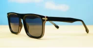 Hemi Black flat top sunglasses with pinstripe inlay dark grey lenses and inner core wire temples