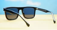 Hemi Black flat top sunglasses with pinstripe inlay dark grey lenses and inner core wire temples