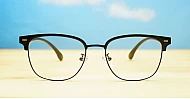 Black TR90 Clubmaster blue light glasses with silver bridge and arm detailing