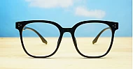 Shiny black TR90 blue blocker glasses with matching frame and temples