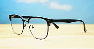 Black TR90 Clubmaster blue light glasses with silver bridge and arm detailing