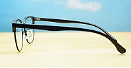 Black TR90 Clubmaster blue light glasses with silver bridge and arm detailing