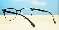 Black TR90 Clubmaster blue light glasses with silver bridge and arm detailing