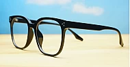 Shiny black TR90 blue blocker glasses with matching frame and temples