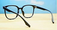 Shiny black TR90 blue blocker glasses with matching frame and temples