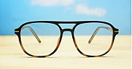 Tortoise aviator blue light glasses with gold bridge and temple detailing
