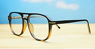 Tortoise aviator blue light glasses with gold bridge and temple detailing