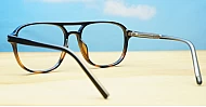 Tortoise aviator blue light glasses with gold bridge and temple detailing