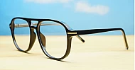 Black aviator computer glasses with gold bridge and temple detailing