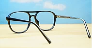 Black aviator computer glasses with gold bridge and temple detailing