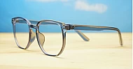 Crystal grey TR90 anti blue light glasses with silver pin temple detailing