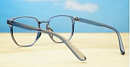 Crystal grey TR90 anti blue light glasses with silver pin temple detailing