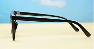 Shiny black TR90 blue block glasses with silver pin temple detailing