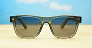 Spike Grey translucent sunglasses with dark grey lenses gold pip detail and inner core wire temples