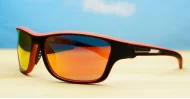 Mason Red men's sports sunglasses with red mirror lenses and matte black soft touch frames