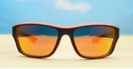 Mason Red men's sports sunglasses with red mirror lenses and matte black soft touch frames