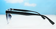 Black and clear two-tone square TR90 anti blue light glasses with silver diamond temple detailing