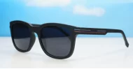 Matte black men's polarised sunglasses with colour stripe arms — Stride by iPOP