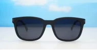 Matte black men's polarised sunglasses with colour stripe arms — Stride by iPOP