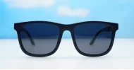 Grit Black sports wrap polarised sunglasses black frames red stripe temples