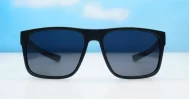 Polycarbonate wrap-around polarised sunglasses in slim fit profile