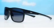 Polycarbonate wrap-around polarised sunglasses in slim fit profile