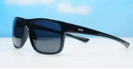 Polycarbonate wrap-around polarised sunglasses in slim fit profile