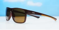 Polycarbonate wrap-around polarised sunglasses in slim fit profile