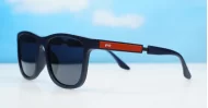 Grit Black sports wrap polarised sunglasses black frames red stripe temples