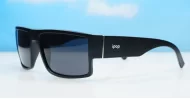 iPOP Maverick men's flat top polarised sunglasses with stripe temple detail