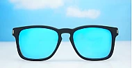 iPOP Nitro matte black square polarised sunnies with red mirror, blue mirror or dark grey lenses