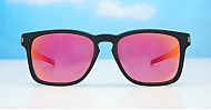 iPOP Nitro matte black square polarised sunnies with red mirror, blue mirror or dark grey lenses