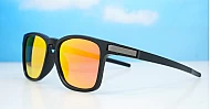 iPOP Nitro matte black square polarised sunnies with red mirror, blue mirror or dark grey lenses