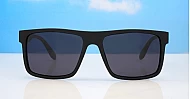 Mariner flat top polarised sunglasses textured temples metal detailing super dark lenses