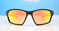  iPOP Bullet angular wrap polarised sunnies in matte black with blue mirror lenses